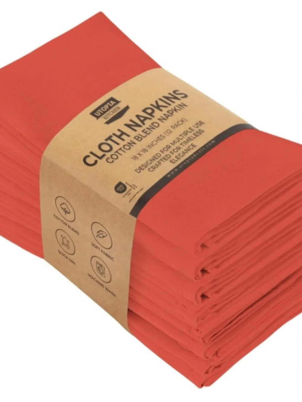 CORAL Cloth Napkins Absorbent Cotton Blend SQUARE 18x18” (12-pack)